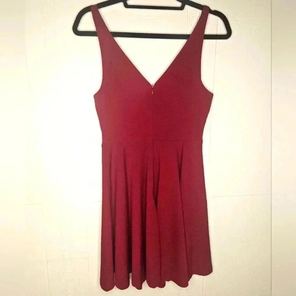 LULUS Burgundy Darling Delight Skater Mini Dress V neck Sleeveless Lined S EUC - Picture 2 of 12